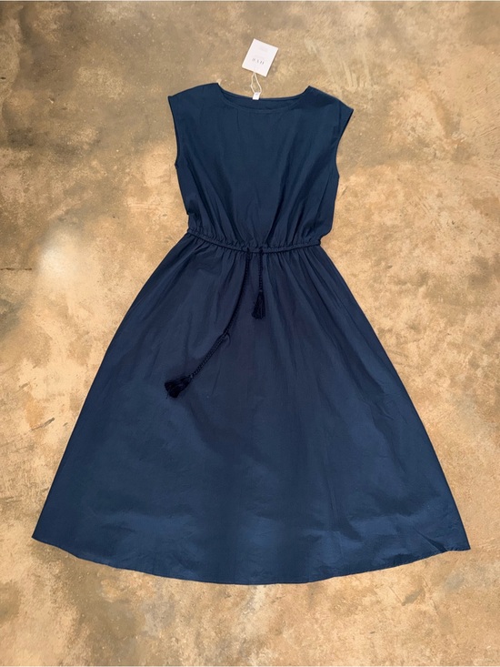 HYR Dresses & Skirts - HYR Navy Sleeveless Midi Cotton Dress Tassel Tie Waist NWT Size S